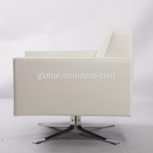 Rotatanle Leather Armchair White Kennedee Rotatanle Leather Armchair Manufactory